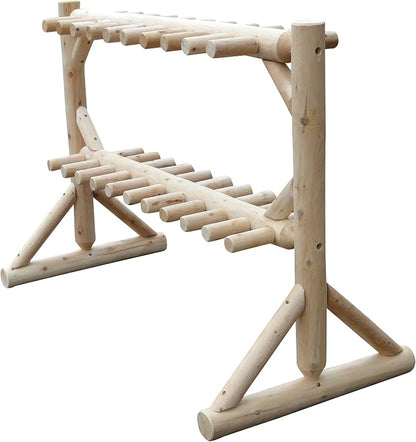17-Place Freestanding Log Ski Rack Holder, Indoor & Outdoor Snowboard Racks - Image 8