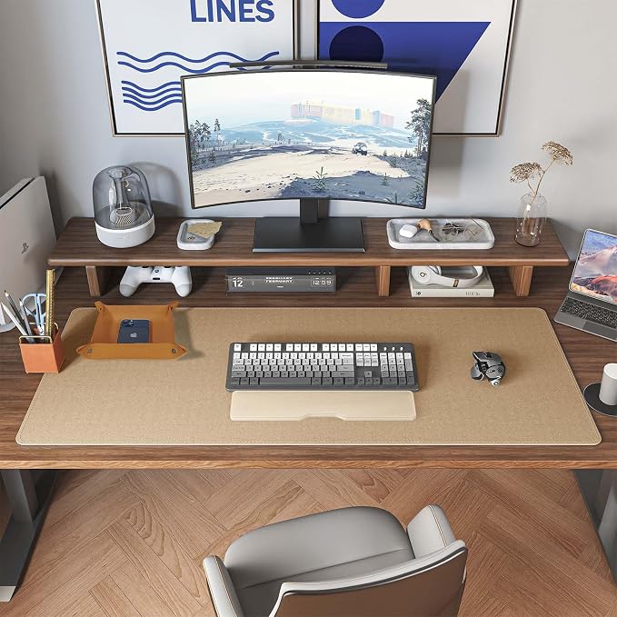 DAWNTREES Dual Sided Desk Mat, Leather Desk Pad, Cork Desk Mat Protector - Image 7
