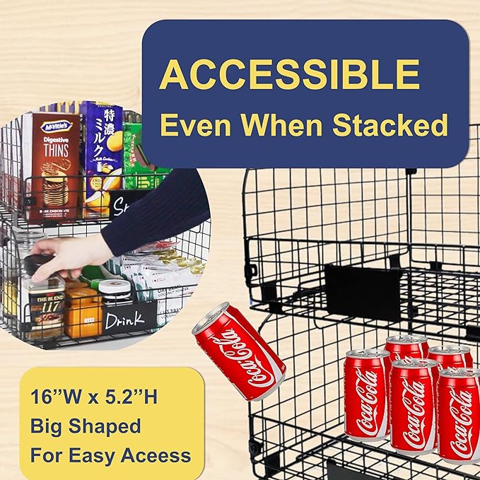 4 PACK XXL Stackable Wire Baskets - Image 4