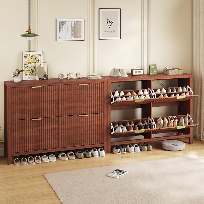 47" Fluted Shoe Cabinet Stoarge - Image 8