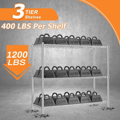 Storage Shelves Heavy Duty, 3-Tier Adjustable Metal Industrial Utility Shelf - Image 4