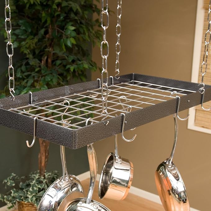 Rogar Hammered Steel Rectangular Pot Rack - Image 4