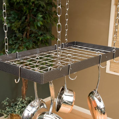Rogar Hammered Steel Rectangular Pot Rack - Image 4