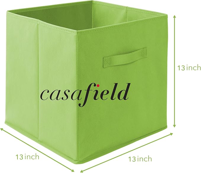 Casafield Set of 6 Collapsible Fabric Cube Storage Bins, Lime Green - Image 7