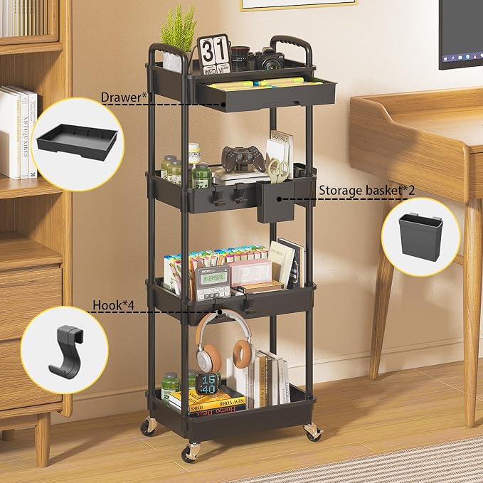 4 Tier Rolling Utility Cart - Image 3