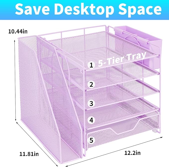 Desk Organizers and Accessories, 5-Tier Paper Letter Tray Organizer - Image 2
