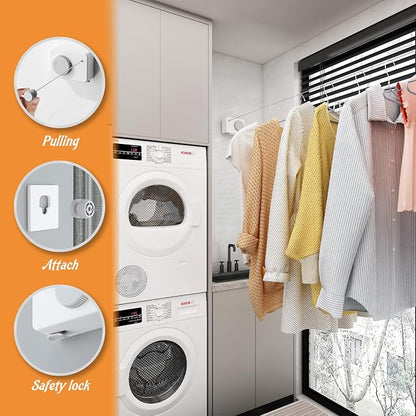 Retractable Clothesline Indoor, Non-Sagging Clothes Line Retracting Outdoors - Image 5