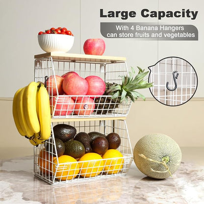 Mefirt Fruit Basket, 2-Tier Fruit Bowl - Image 3