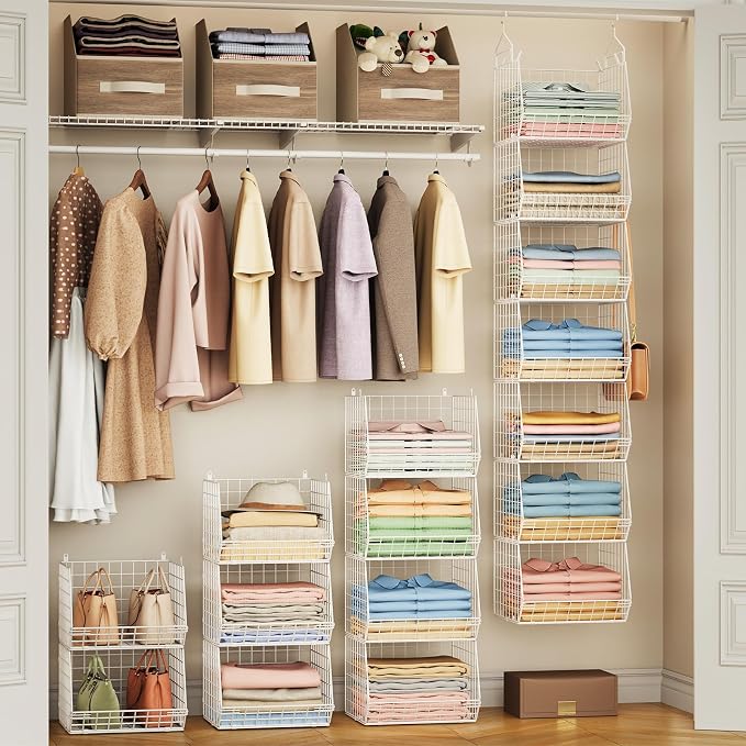 7 Tier Hanging Closet Organizer and Storage, Foldable Wire Closet Shelving - Image 2