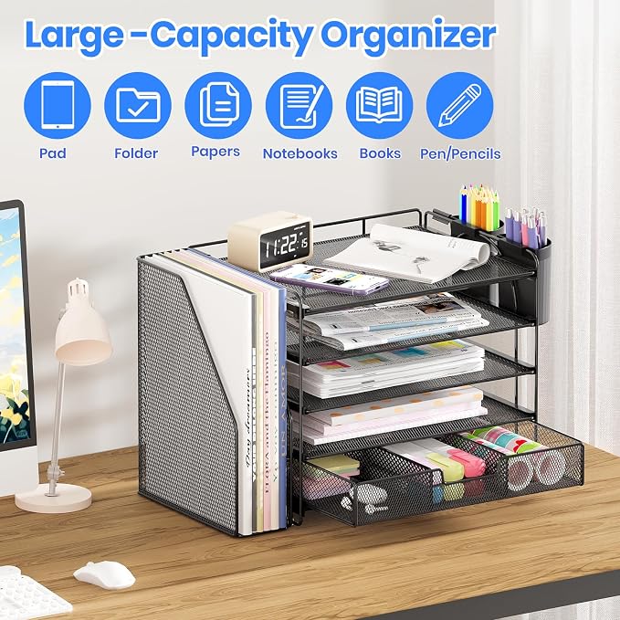 OPNICE Desk Organizer, 5-Tier Desktop File Organizer - Image 4