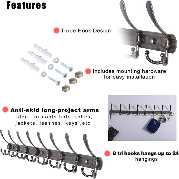 Dseap Coat Rack Wall Mount - Image 6