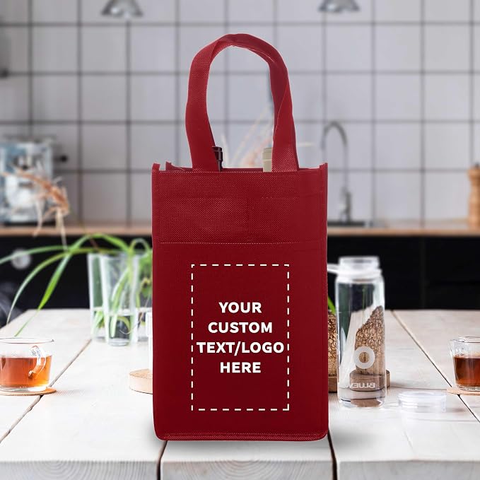 DISCOUNT PROMOS Non-Woven Vineyard Two Bottle Wine Bags - Image 6