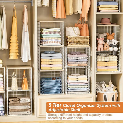Hencawima 5PCS Stackable Closet Organizers and Storage, Closet Shelves - Image 4