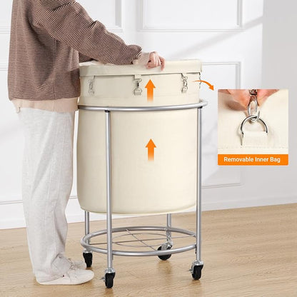 ELYKEN Laundry Basket with Wheels, 170L Rolling Laundry Hamper with Removable - Image 5