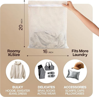 WoollyPals Large Cotton Mesh Laundry Bags – 2-Pack - Image 4