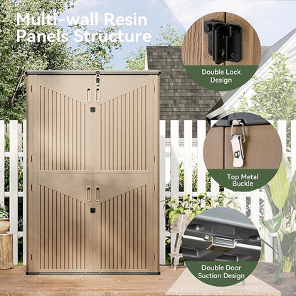 Aoxun Outdoor Storage Shed, 64 Cu.Ft Vertical Storage Sheds Outdoor - Image 5