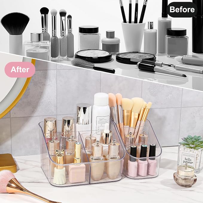 DASITON 3 Slots Makeup Brush Holder, Acrylic Make Up Brush Holder Organizer - Image 4