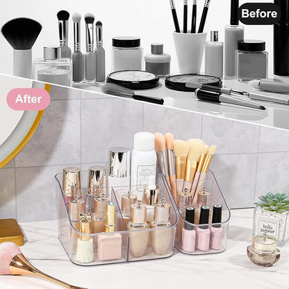 DASITON 3 Slots Makeup Brush Holder, Acrylic Make Up Brush Holder Organizer - Image 4