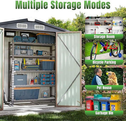 Aoxun 6'x4' Outdoor Metal Storage Shed - Image 5