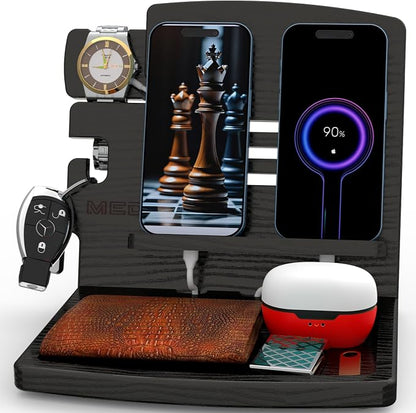 MED Wood Phone Docking Station – Nightstand Desk Organizer by MED