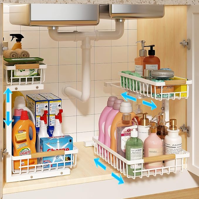 REALINN Under Sink Organizer, Height Adjustable Under Sink Organizers and by REALINN