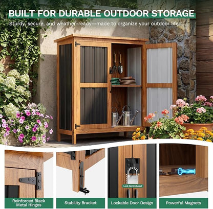 Devoko Metal & Wood Weatherproof Garden Storage Shed - Image 3
