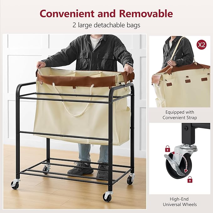 Tajsoon 350L Extra Large Laundry Hamper 6 Section, Heavy Duty Laundry Cart - Image 5