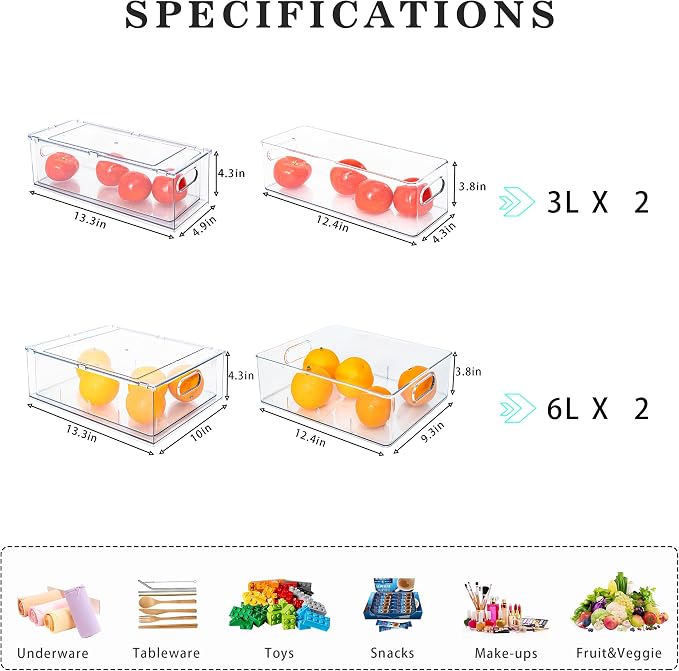 Mano Fridge Drawer Pull Out Stackable Bins - Image 6
