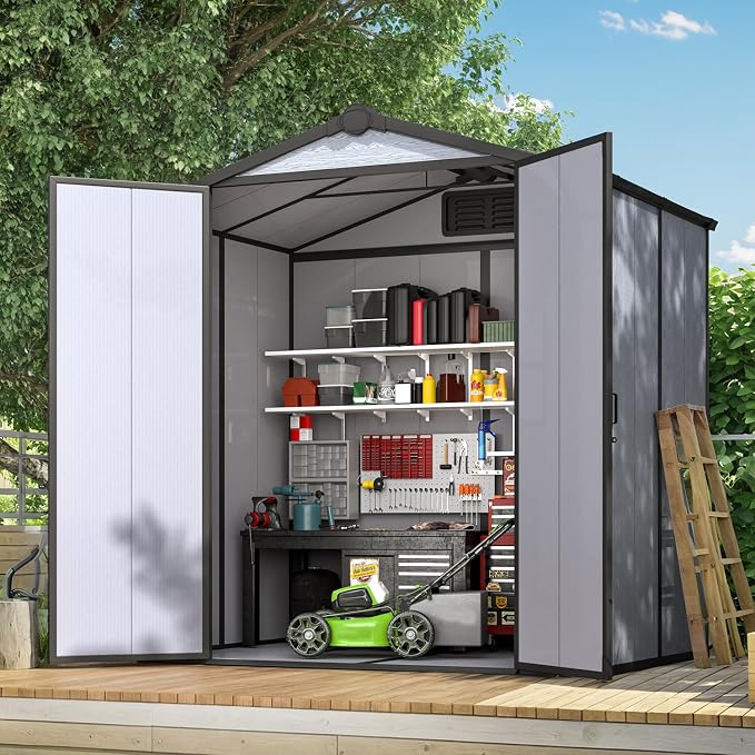 6x4 FT Plastic Outdoor Tool Shed, All-Weather Resin Garden Shed by DNYKER