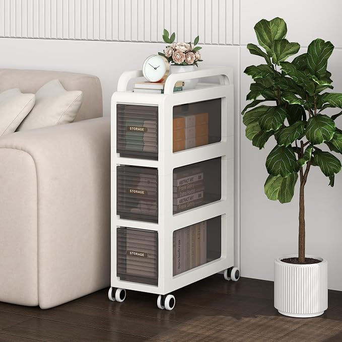 Bathroom Storage with Drawers, 7.87" Wide Slim Storage Cabinet | Freestanding - Image 7