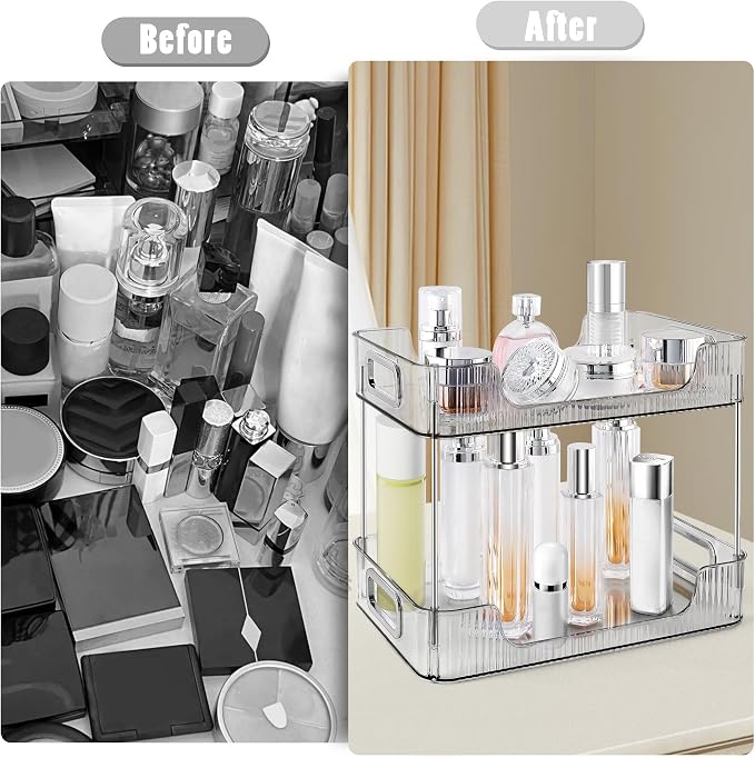 2-Tier Bathroom Counter Organizer Countertop Storage, Dresser Organizer Vanity - Image 3