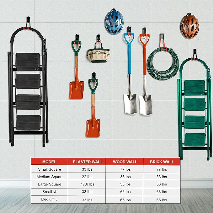 Wallmaster Garage Hooks Organizer Kit, 12 Pack Adjustable Heavy Duty Shelving - Image 6