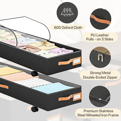 Under Bed Storage with Wheels 39inch, Extra Long Under Bed Storage Bins - Image 5