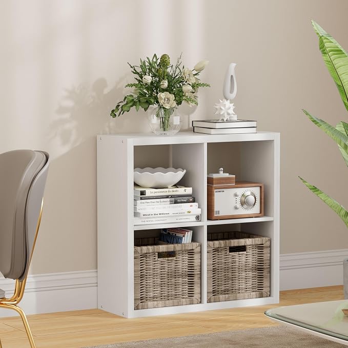 4 Cube Storage Organizer, 2x2 Cube Bookshelf, Cubby Storage Shelf, Wooden by JPIZISO