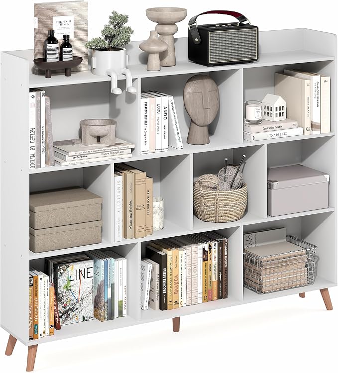 Furinno Claude Book Shelf, 10-Cube Mid Century Style Bookshelf, Storage by Furinno-FitsYourSpaceFitsYourBudget
