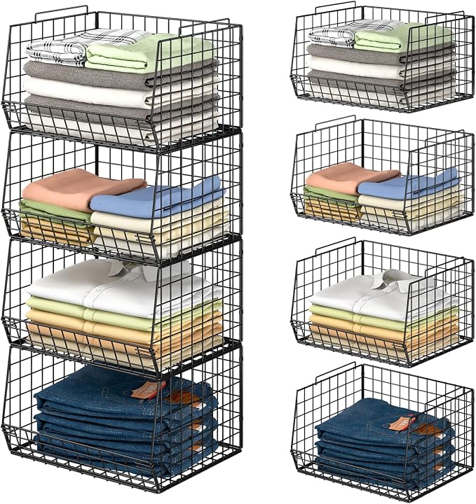 4-Tier Stackable Closet Organizers and Storage Shelves, Foldable Closet Shelf by Unknown