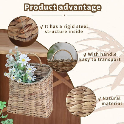 GYASVWU Woven Hanging Basket Water Hyacinth Hanging Wall Basket Wicker Handmade - Image 2