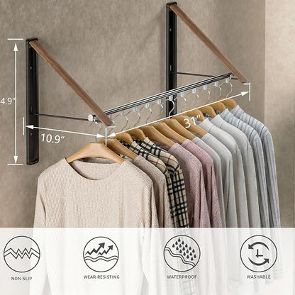 Dr.DJ Clothes Drying Rack with Rod, Wall-Mounted Retractable & Foldable Clothes - Image 4