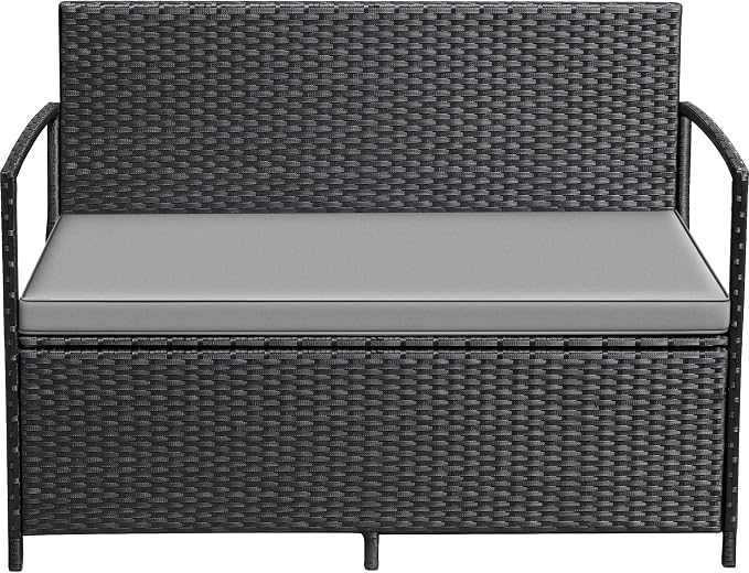Greesum Patio Loveseat PE Rattan Wicker Outdoor Furniture by BuynowfromGreesum