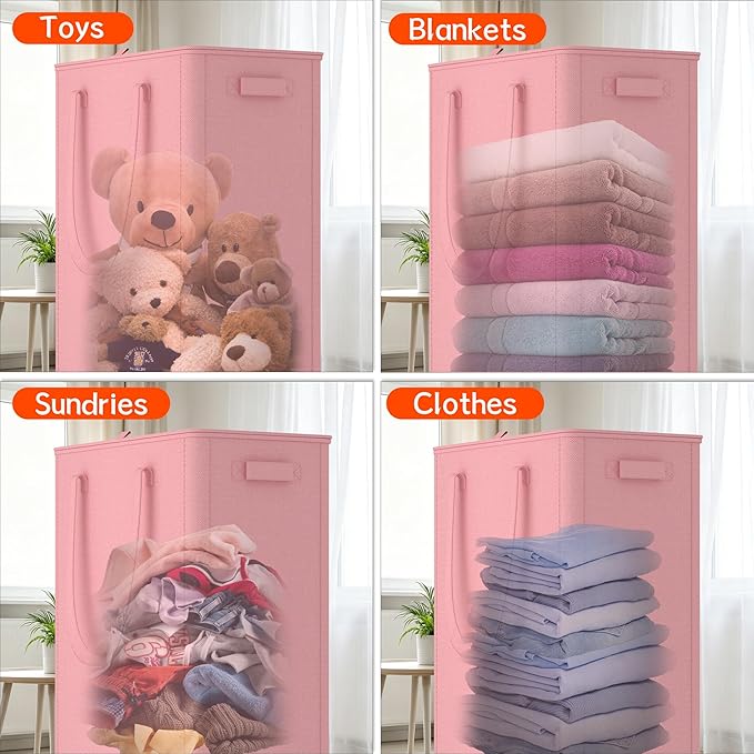 Slim Laundry Hamper with Wheels, 20 Gal Rolling Laundry Basket with lid and - Image 6