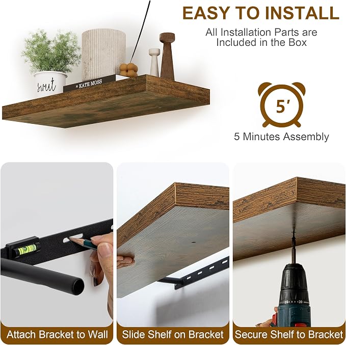 Fun Memories Floating Shelves, 8 Inch Deep Floating Shelves, Rustic Wood - Image 6