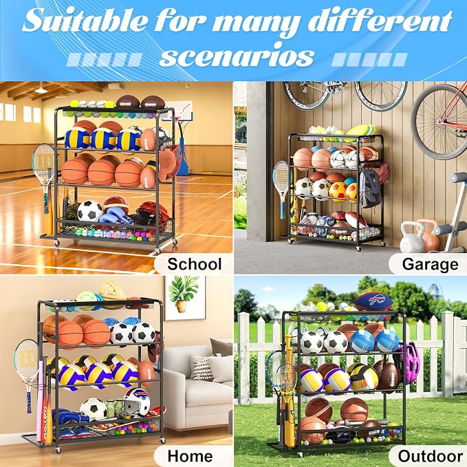 Garage Sports Equipment Organizer, Sports Ball Organizer - Image 3