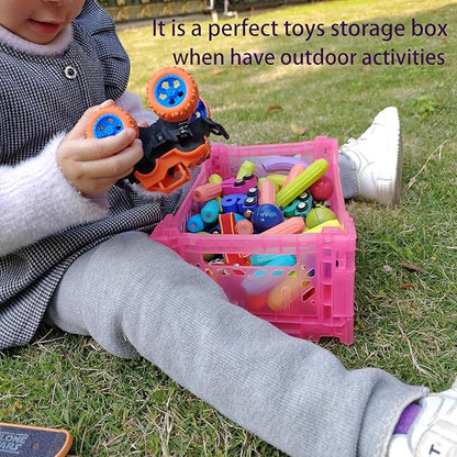 4Pack Pastel Plastic Storage Crates and Baskets, Collapsible Crates - Image 6