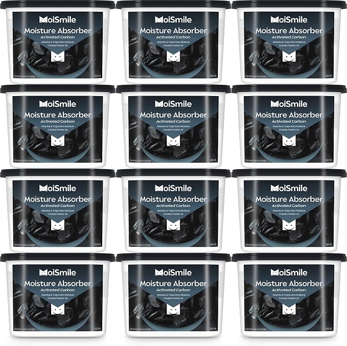 Moisture Absorbers 12 Pack, Activated Carbonfor Closet Dehumidifier Moisture by MoistureAbsorbers