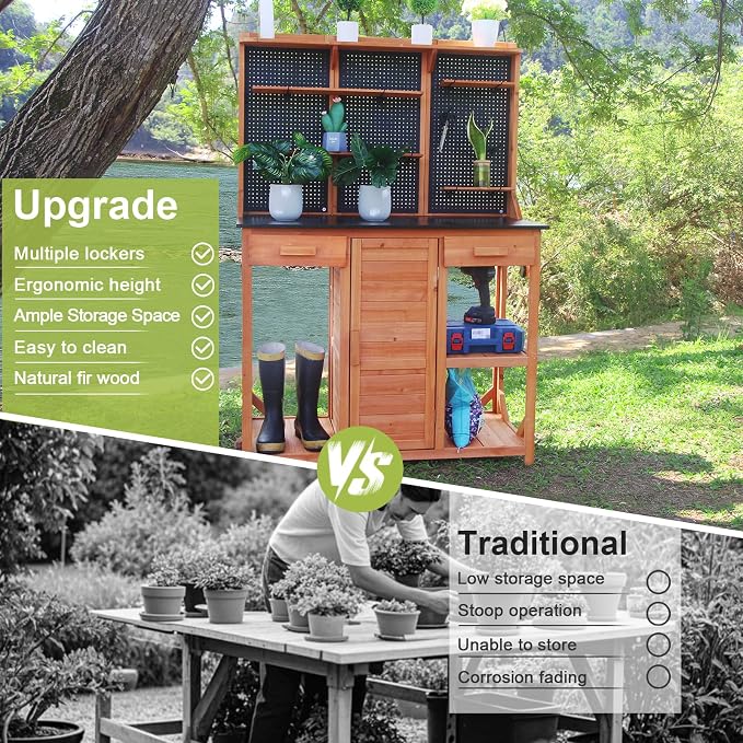 Outdoor Potting Bench, 44 * 20 * 63in | Wooden - Image 7