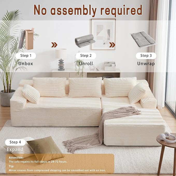 Korser 108" L-Shaped Modular Sectional Sofa - Image 8