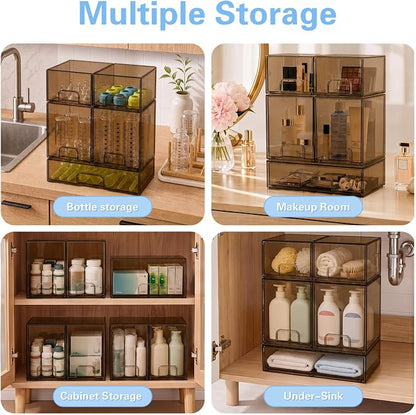 Baby Bottle Organizer, 5 Pack Tea Brown Acrylic Stackable Storage Drawers - Image 7