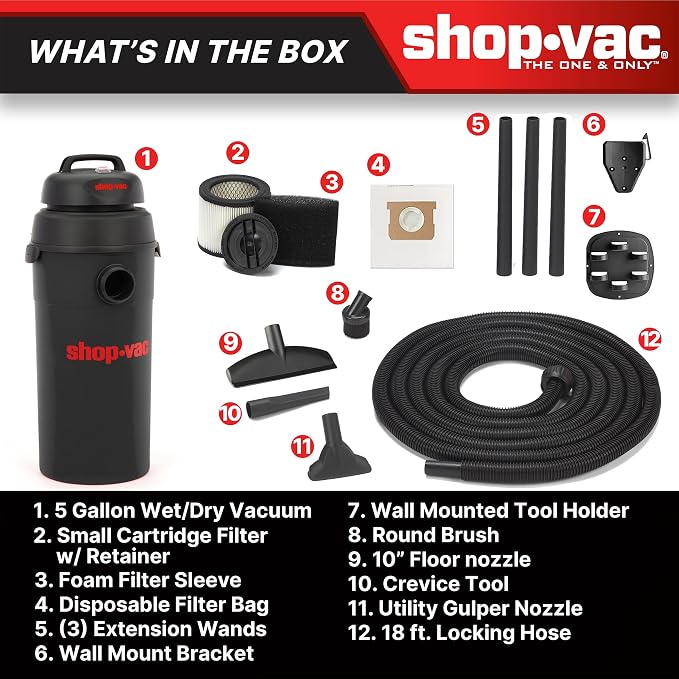 Shop-Vac 9522205 5 Gallon 5.5 Peak HP Hangup Wet/Dry Vacuum, 1.25 Inch Diameter - Image 7