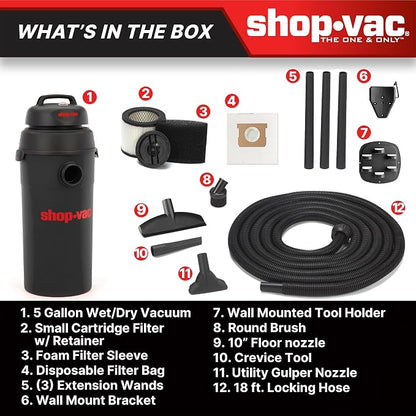 Shop-Vac 9522205 5 Gallon 5.5 Peak HP Hangup Wet/Dry Vacuum, 1.25 Inch Diameter - Image 7