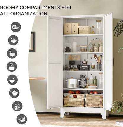 COFaR 71" White Farmhouse Pantry Cabinet - Image 6